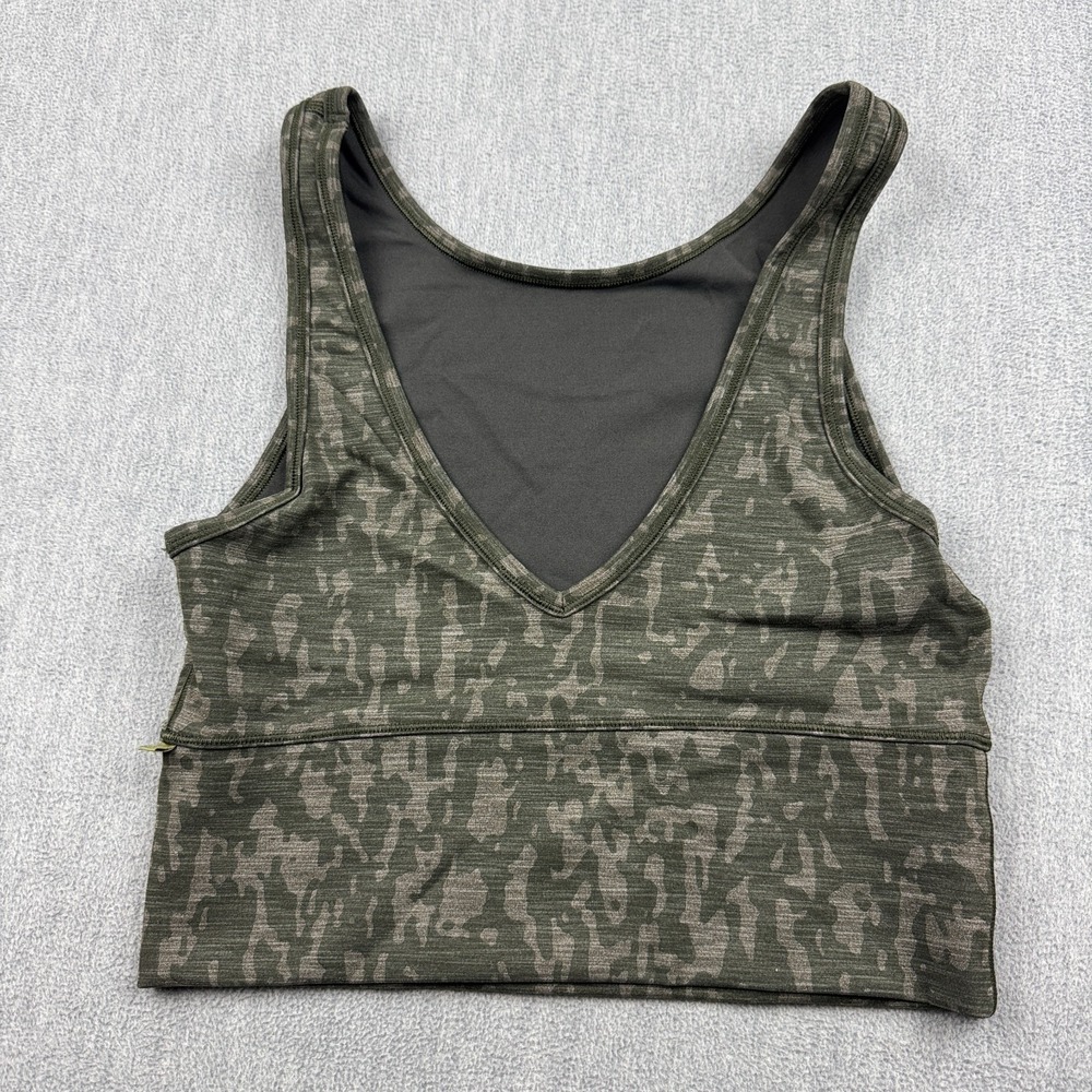 Lululemon Tank‎ Top Women 2 Green Power Pivot Camo Athletic Yoga Running Workout